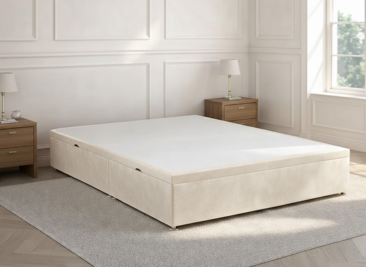 Divan Ottoman Storage Base Side Lift Cream Plush - Prime Contract Beds