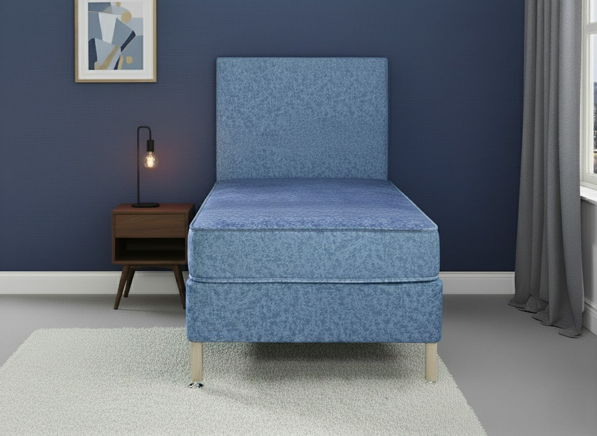 Nautilus Contract Open Coil Sprung Divan Bed Set On Wooden Legs