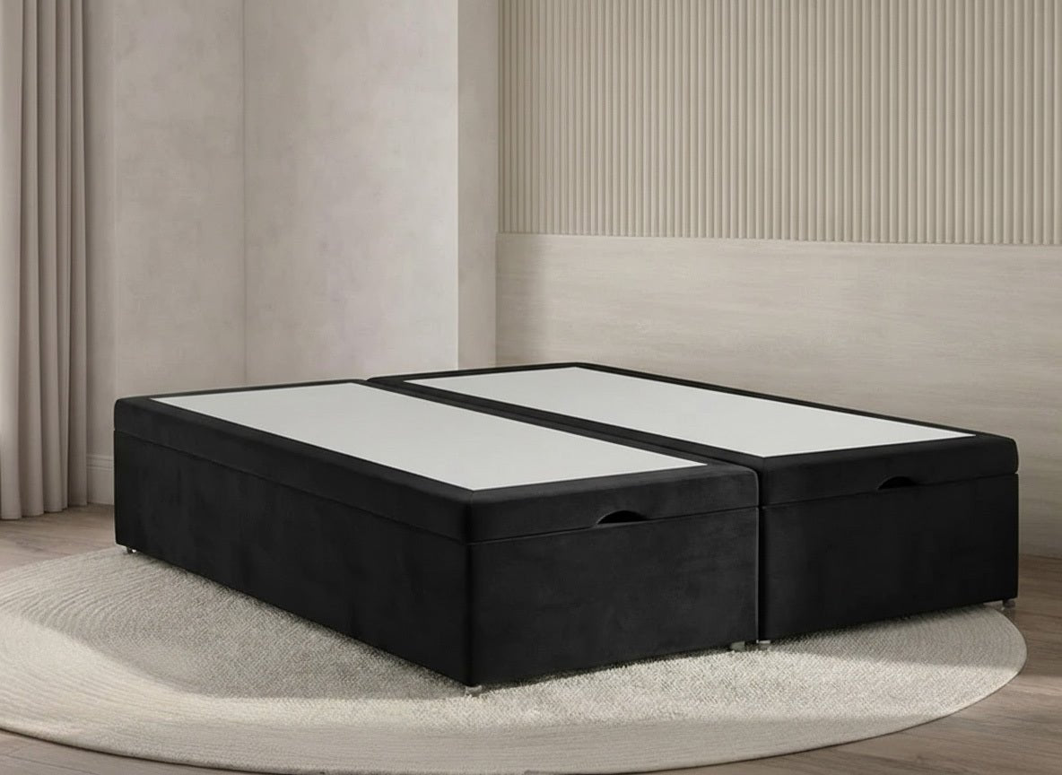 Divan Ottoman Storage Base End Lift Black Plush - Prime Contract Beds