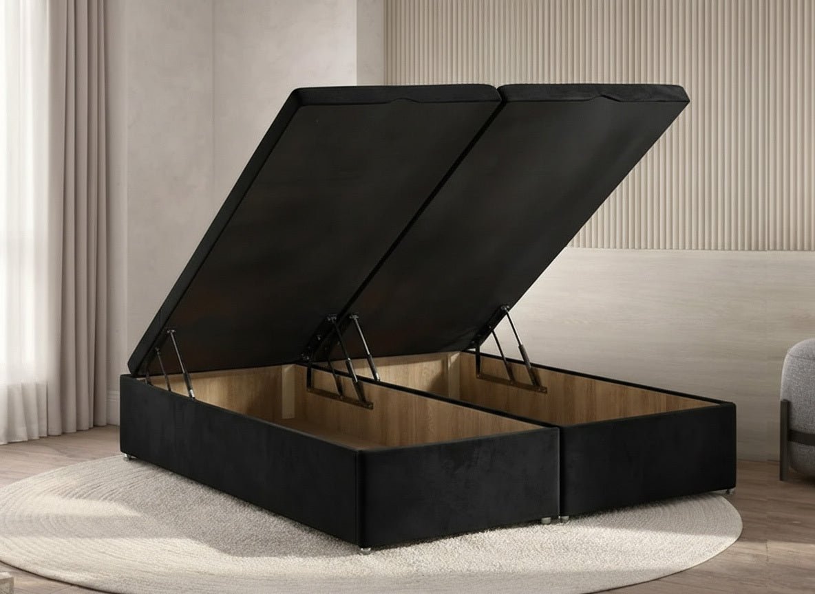 Divan Ottoman Storage Base End Lift Black Plush - Prime Contract Beds