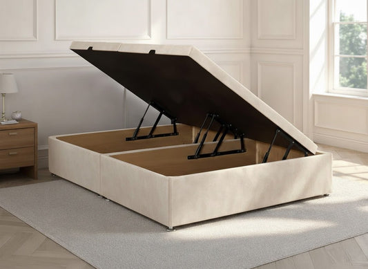 Divan Ottoman Storage Base Side Lift Cream Plush - Prime Contract Beds
