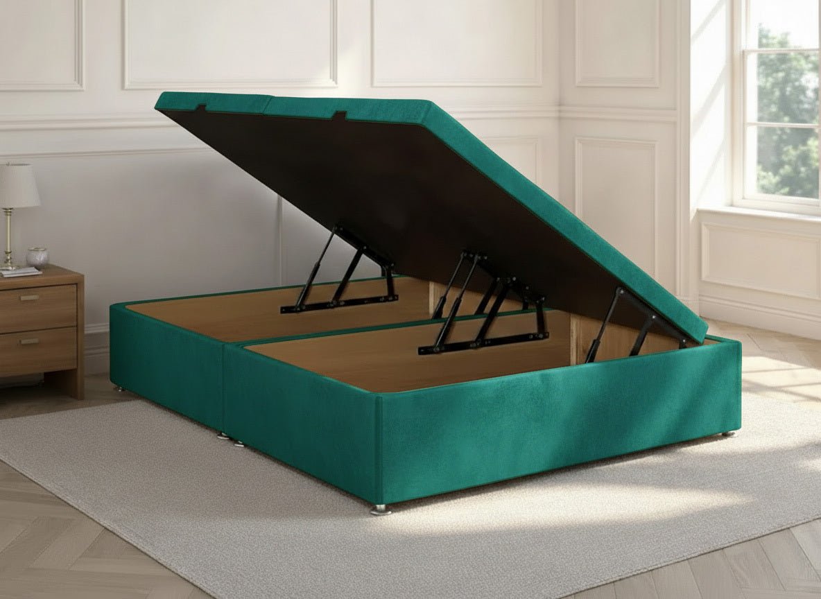 Divan Ottoman Storage Base Side Lift Emerald Plush - Prime Contract Beds