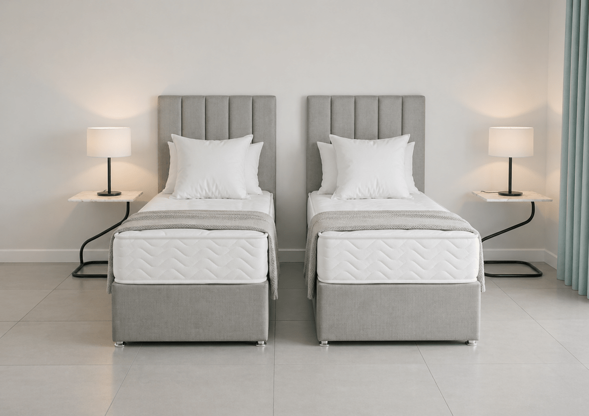 Prime Classic Hotel Zip & Link Contract 1000 Pocket Sprung Divan Bed Set - Prime Contract Beds