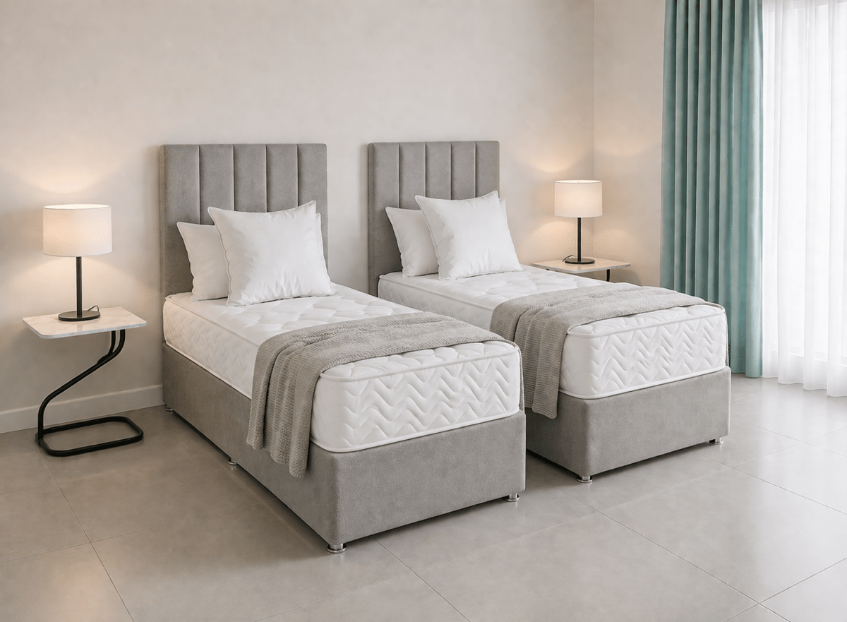 Prime Classic Hotel Zip & Link Contract 1000 Pocket Sprung Divan Bed Set - Prime Contract Beds