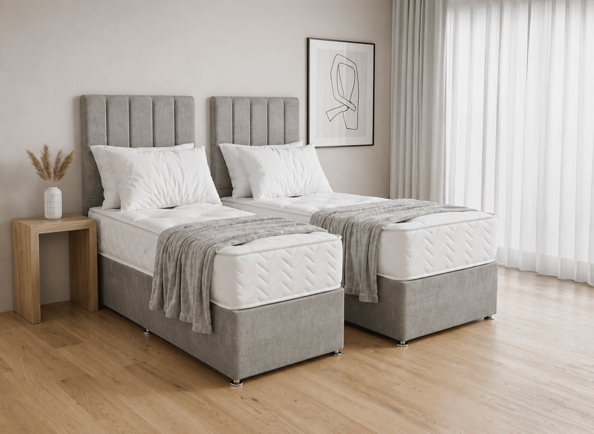 Prime Classic Hotel Zip & Link Contract 1500 Pocket Sprung Divan Bed Set - Prime Contract Beds