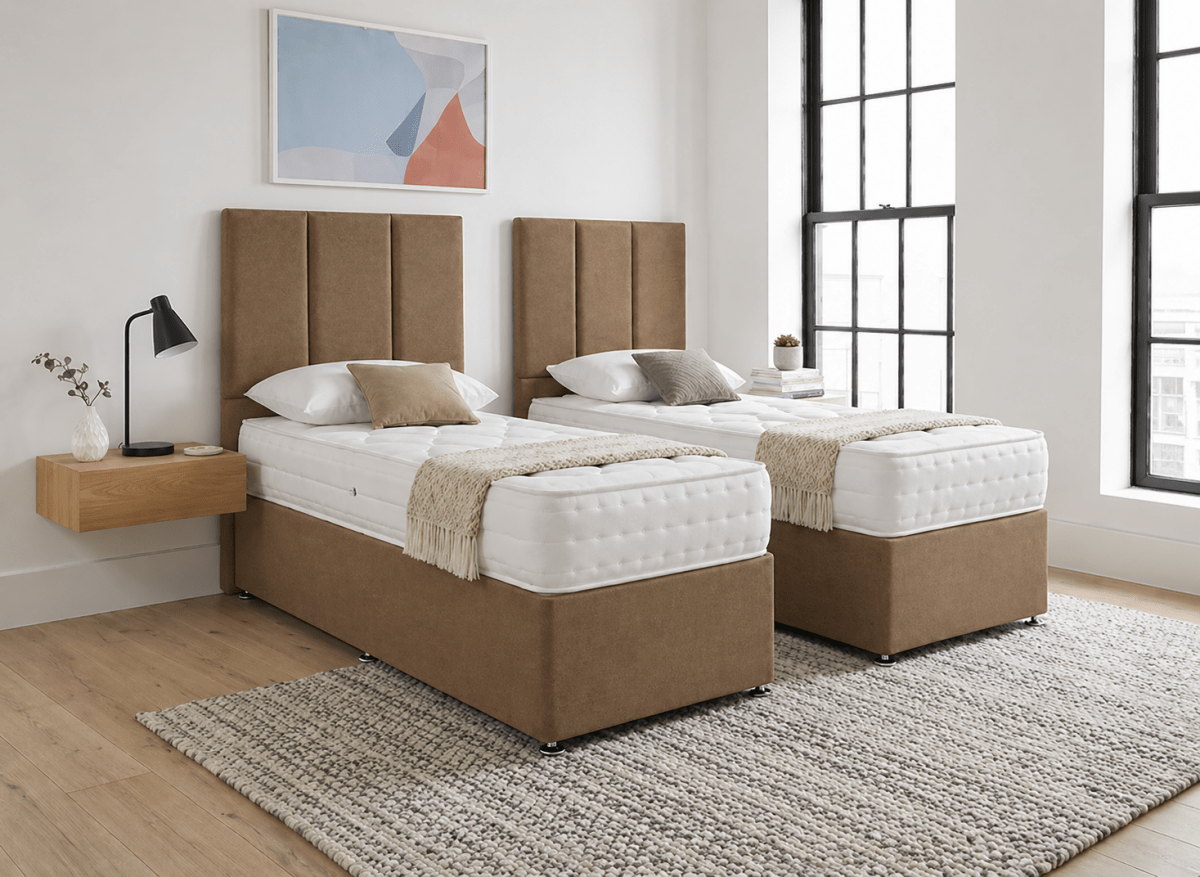 Prime Guest Hotel Zip & Link Contract 1000 Pocket Sprung Divan Bed Set - Prime Contract Beds