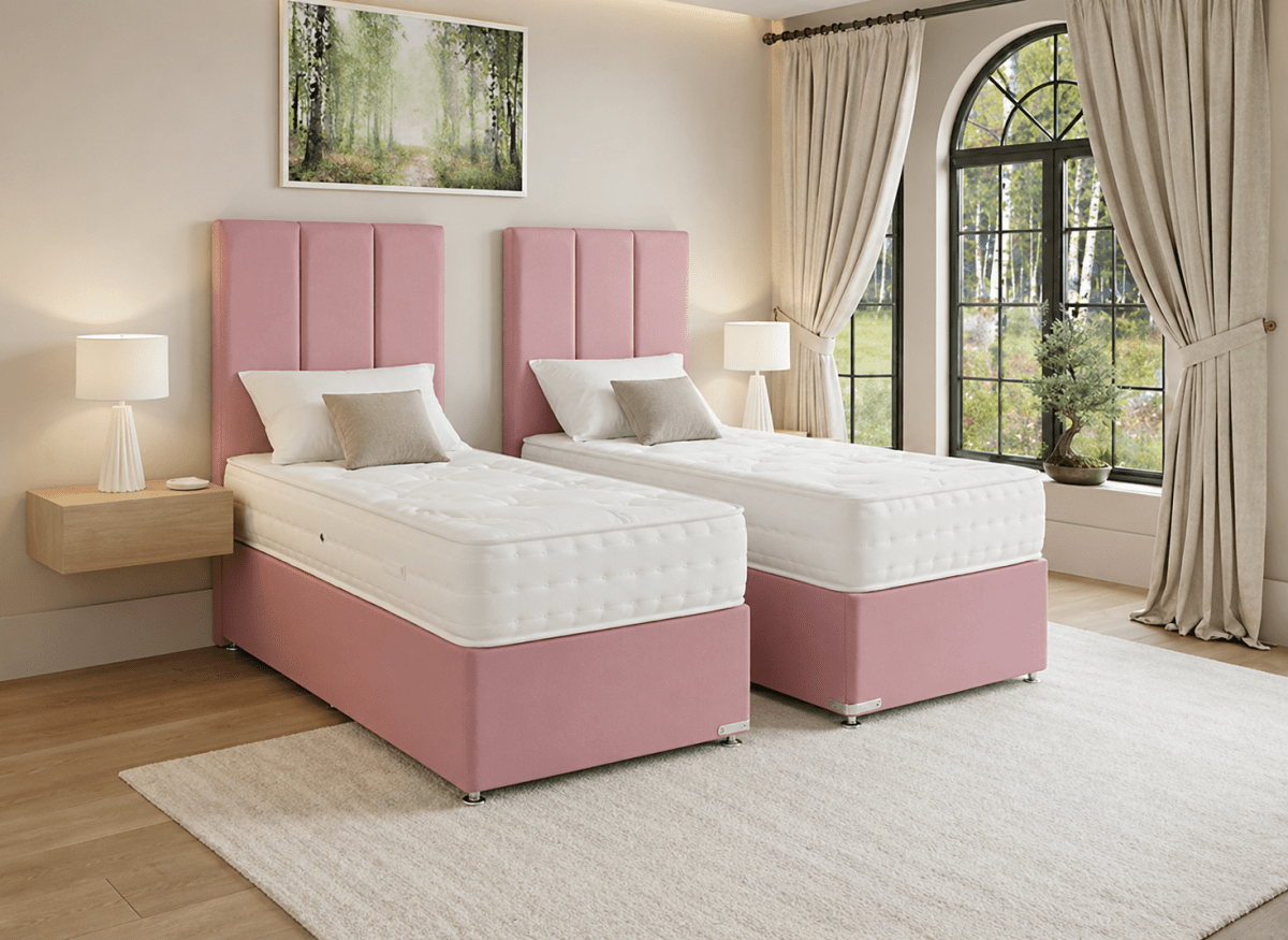 Prime Guest Hotel Zip & Link Contract 2000 Pocket Sprung Divan Bed Set - Prime Contract Beds