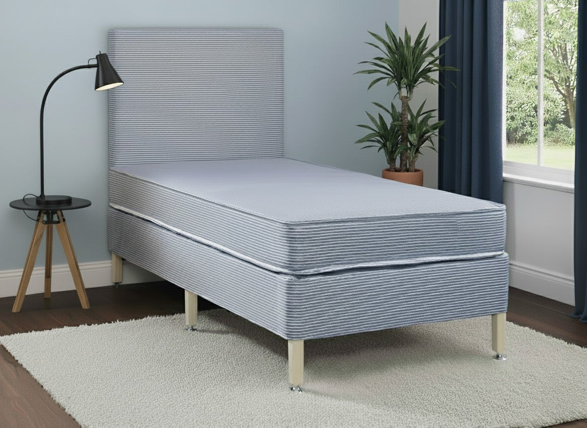 Thornley Care Contract PVC Water Resistant Coil Sprung Divan Bed Set on Legs - Prime Contract Beds