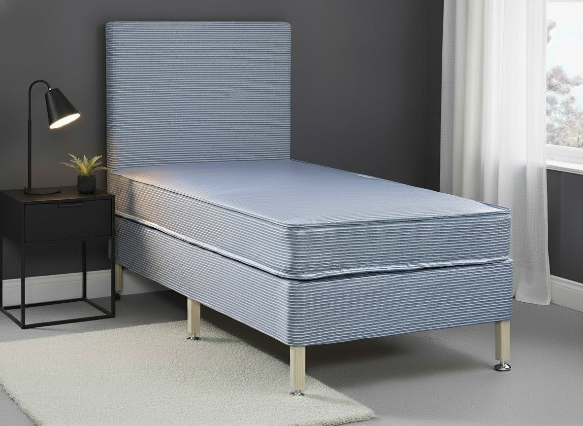 Waterproof Contract Orthopeadic Open Coil Sprung Divan Bed Set On Wooden Legs - Prime Contract Beds